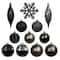 34 Pack Black & Gun Metal Silent Night Shatterproof Ornaments by Ashland®